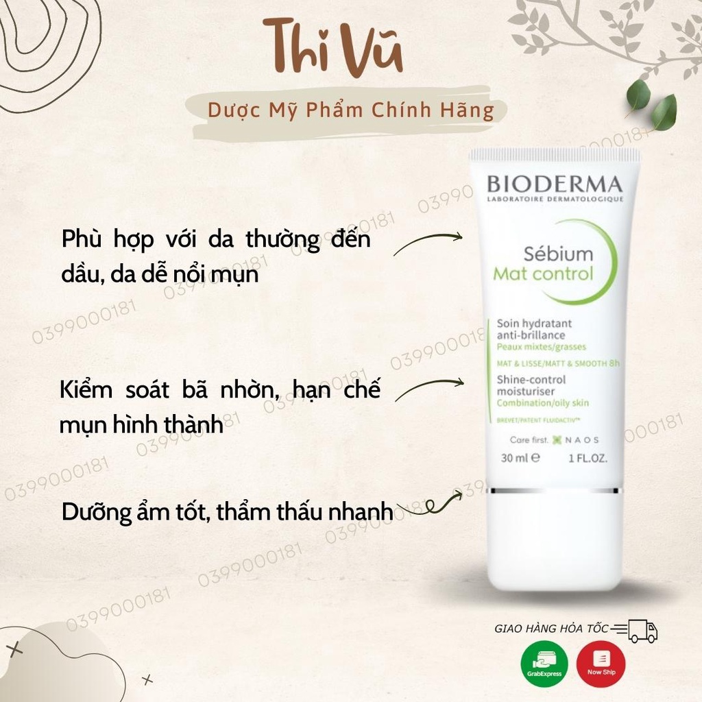 Kem Dưỡng Da Kiềm Dầu Bioderma Sebium Mat Control 30ml - Thi Vũ