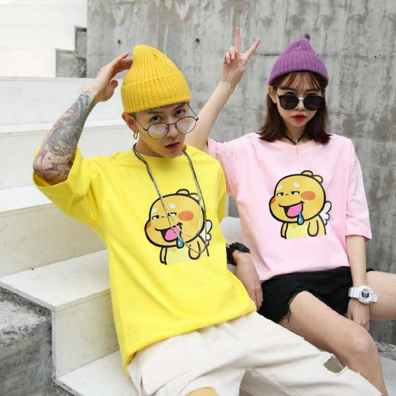Áo thun cotton unisex nam nữ thích hợp mặc cặp,áo thời trang hè form rộng in hình dễ thương
