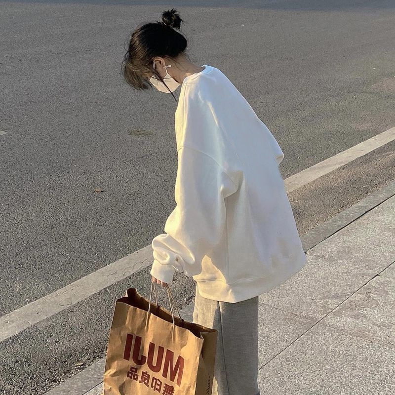 Áo sweater XIAOZHAINV cổ tròn phong cách retro cho nữ