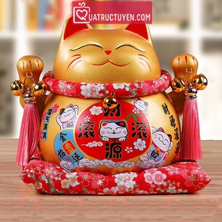 Mèo thần tài gôm sứ vàng Buôn May Bán Đắt cao 21cm cao cấp