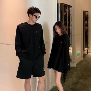 Đồ đôi thu đông sweater trái tim from rộng, áo nỉ unisex nam nữ basic