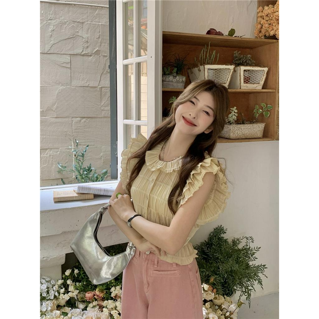 Áo Sơ Mi Ngắn Tay Xếp Ly Mùa Hè 63223