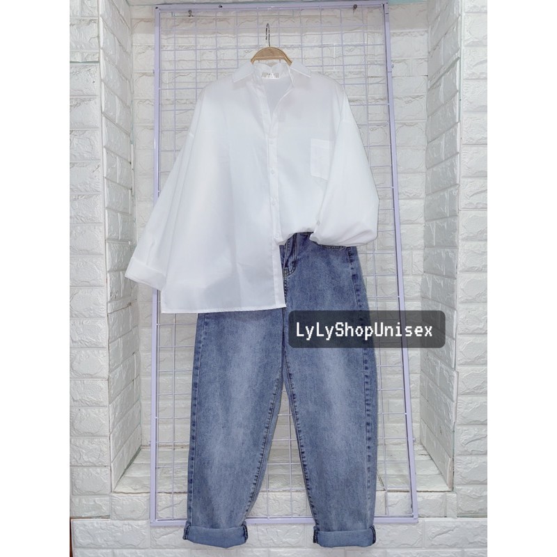 Áo sơ mi trắng nữ Lylyshop, áo sơ mi nữ form rộng freesize phối túi phong cách unisex - ullzang | BigBuy360 - bigbuy360.vn