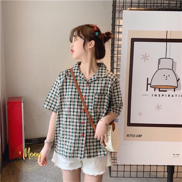 ÁO SƠ MI ULZZANG SỌC ĐỎ THÔNG NOEL DÀY DẶN