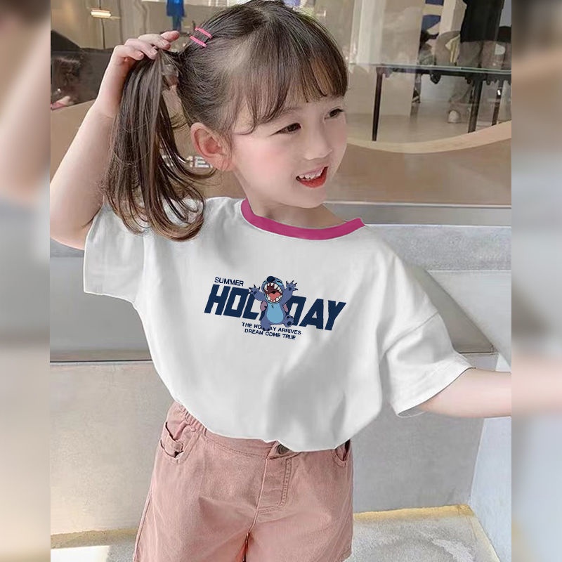 Áo Thun Cotton Tay Lỡ Mẫu Mới Thời Trang Mùa Hè Cho Bé Gái 2022