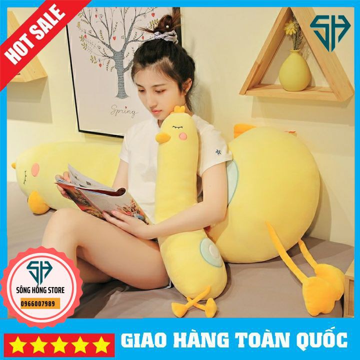 Gối Ôm Gà Vàng Đáng Yêu Siêu Mịn Size 70-120cm