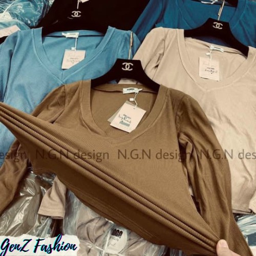 ⭕️ [CÓ HÌNH/VIDEO THẬT - HÀNG CAO CẤP] Áo Tăm Dài Cổ V Tôn Vòng 1_Mã 091_GenZ Fashion