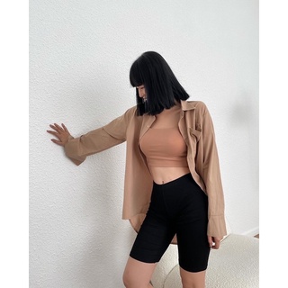 Sơ mi oversize vạt bầu một túi