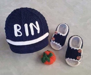Set nón giày len bé trai