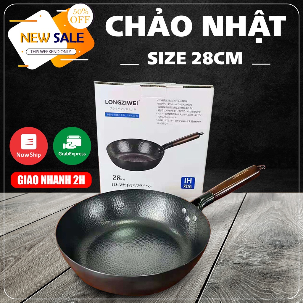 Chảo Thép Chống Dính Tay Cầm Gỗ  Size 28cm