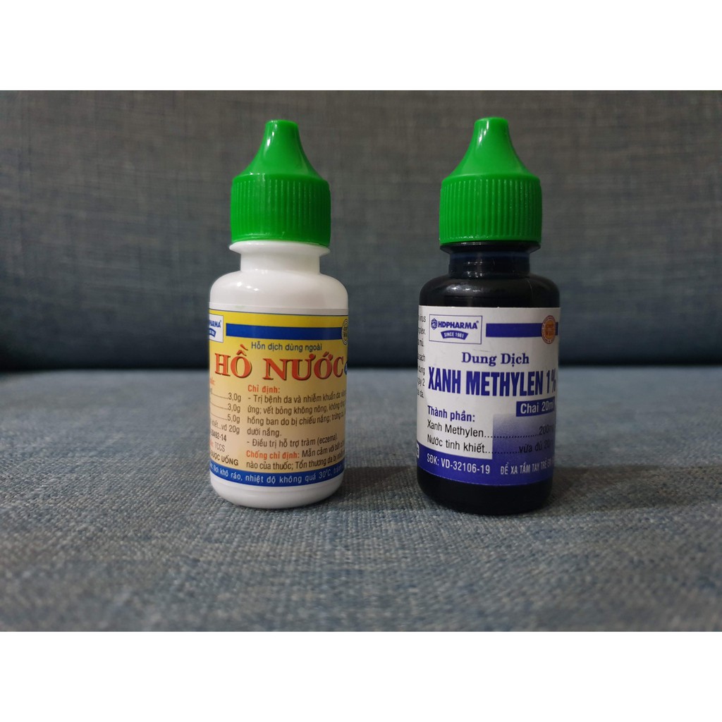 Combo bôi da bỏng do kiến ba khoang - Dung dịch hồ nước và nước xanh Methylen 1%