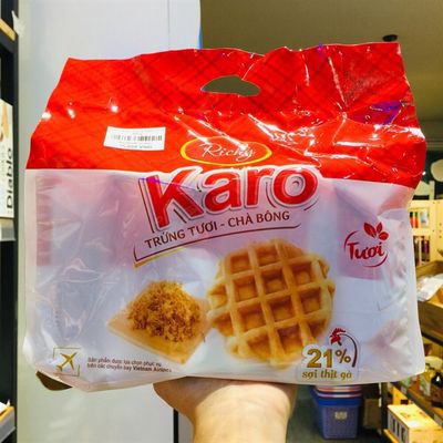 Bánh Karo Richy trứng tươi chà bông sợi gà túi 156g  Date mới, bánh trứng tươi karo mềm ngon