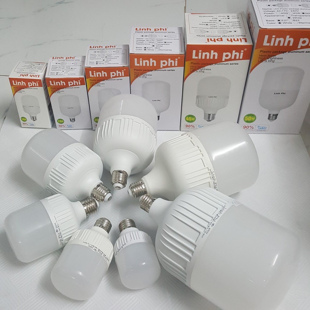 Bóng đèn led bulb trụ 5w, 10w, 15w, 20w, 30w, 40w, 50w, 65w ánh sáng trắng