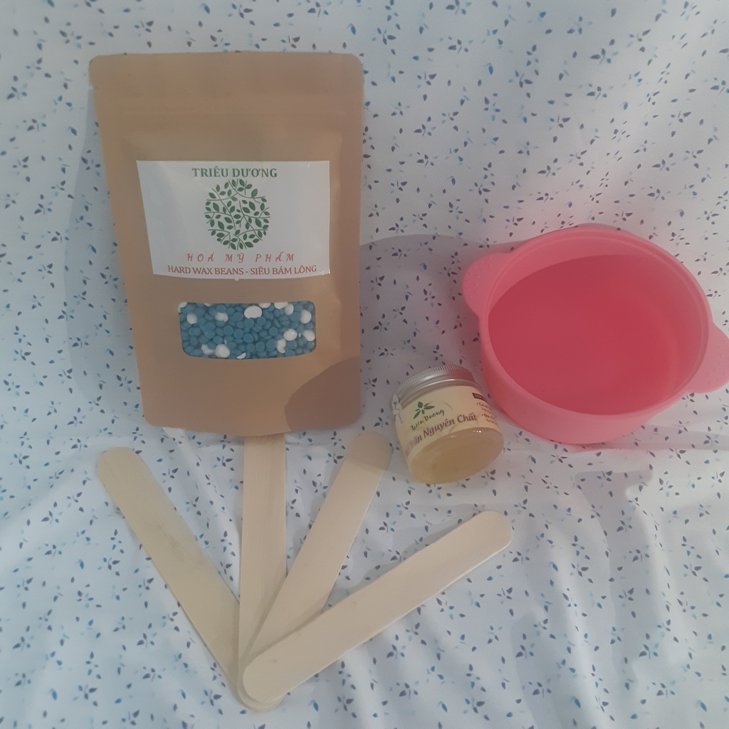 Set Wax: Chén (Bát) chống dính SILICON + Sáp bám lông màu TD + Mỡ trăn 50 (Tặng que lấy sáp)