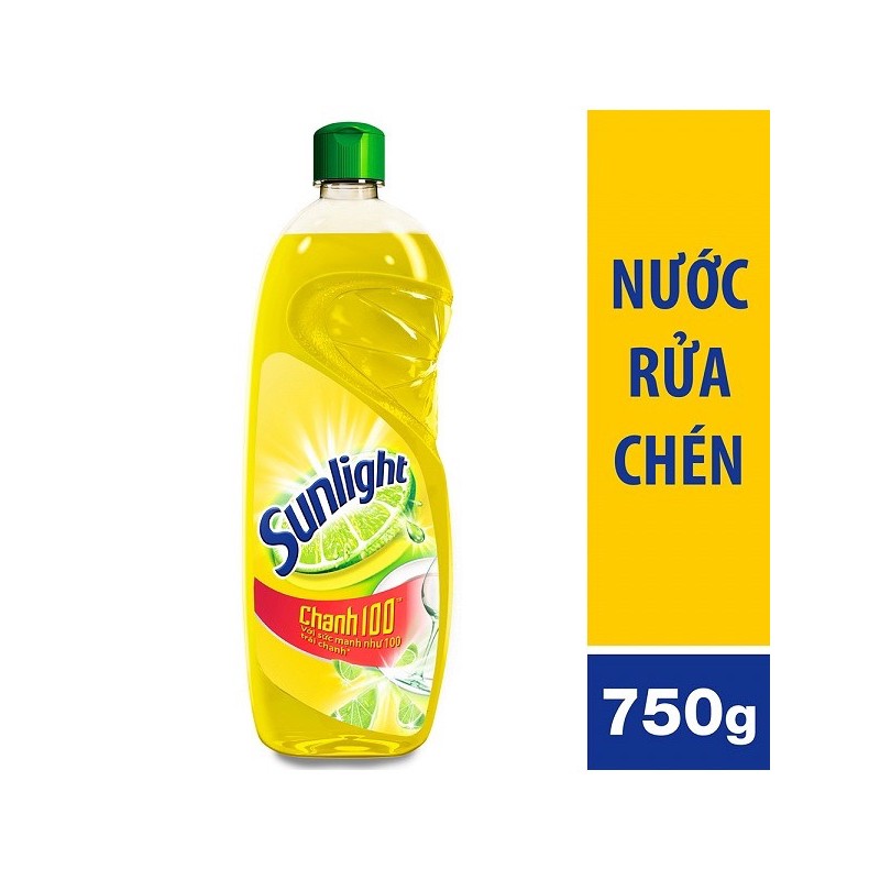 Nước rửa chén Sunlight Chanh mới sạch nhanh xả bọt nhanh chai 750g