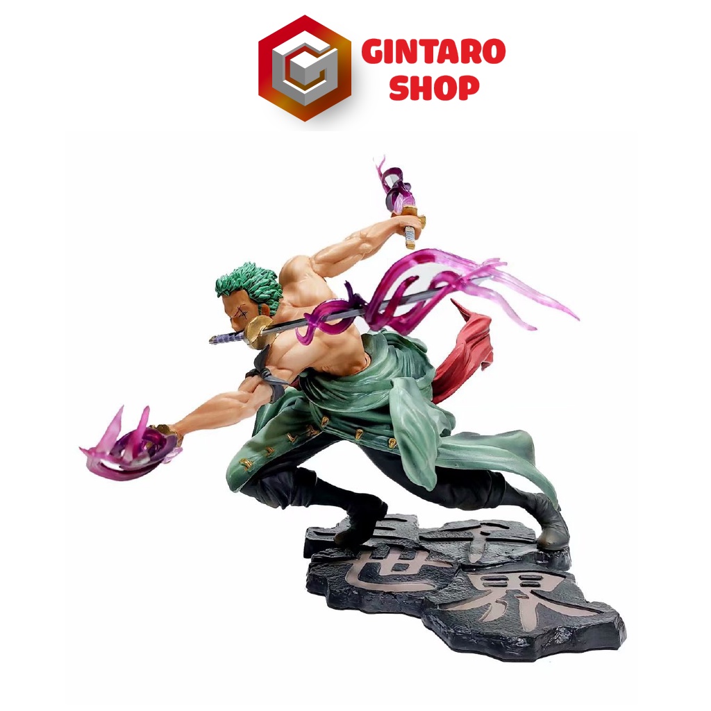 Mô hình One Piece Zoro 3000 thế giới, Mô hình Zoro cầm 3 kiếm haki với 2 đầu có thể thay thế được GINTARO SHOP
