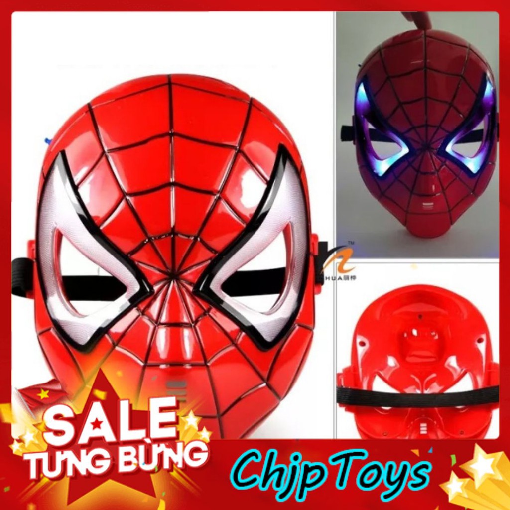 Đồ Chơi Mặt Nạ Người Nhện - Mặt Nạ Spiderman Cao Cấp, Có Đèn Phát Sáng Xanh, Siêu Chắc Chắn