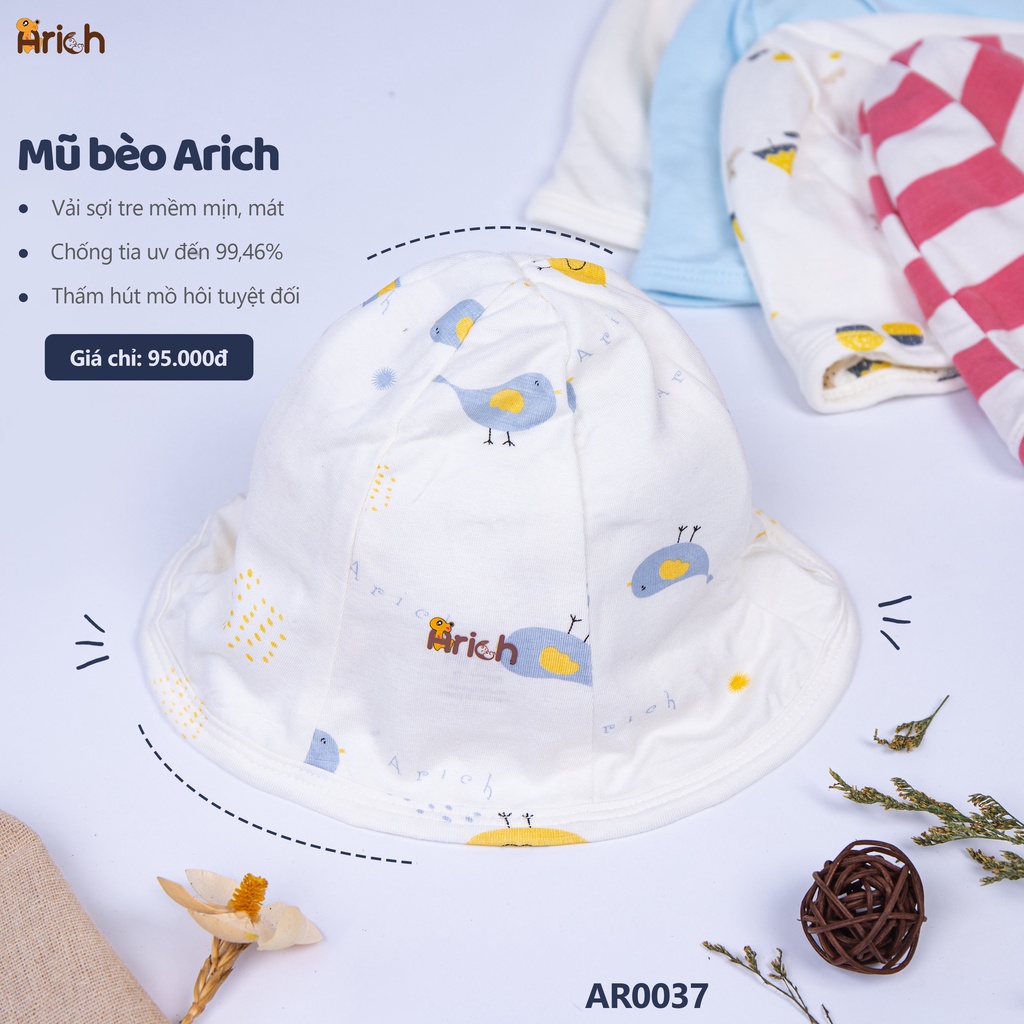 Mũ cho em bé vải sợi tre Arich size lớn