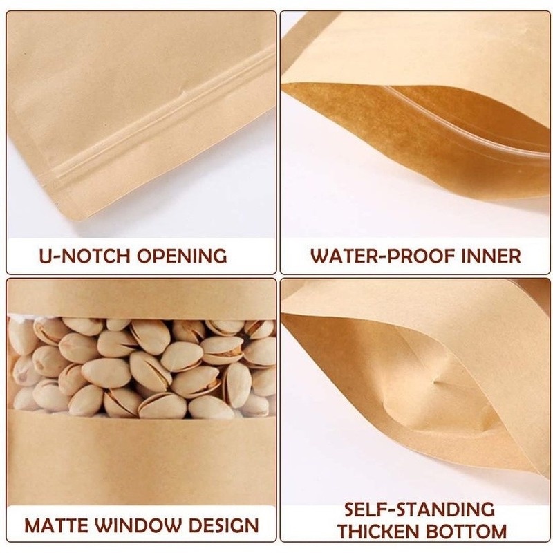 Set 10 Túi Giấy Kraft Đựng Bánh Kẹo Có Quai Cầm Có Thể Tái Sử Dụng