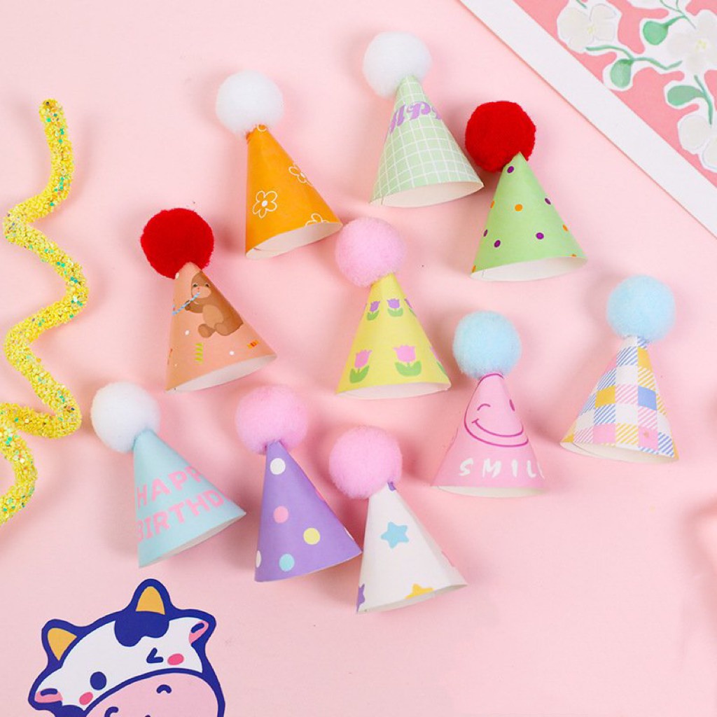 – Mũ bông mini  - Trang trí bánh sinh nhật bánh kem