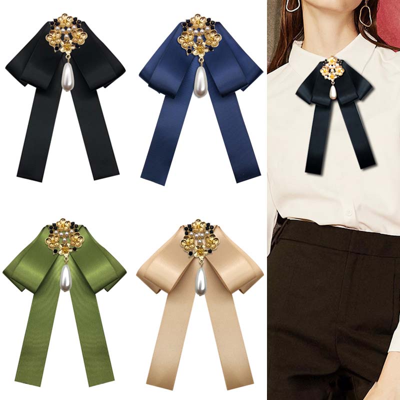 Cài Áo Hình Nơ Đính Ngọc Trai Phong Cách Baroque Cho Nữ