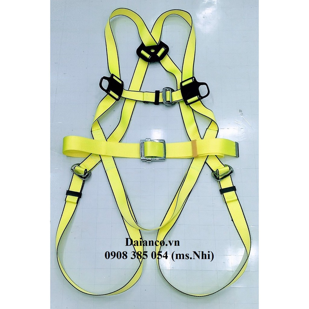 Dây an toàn Hàn Quốc kiểu toàn thân 2 móc nhôm và dây treo thừng có hộp giảm sốc- Hình thật