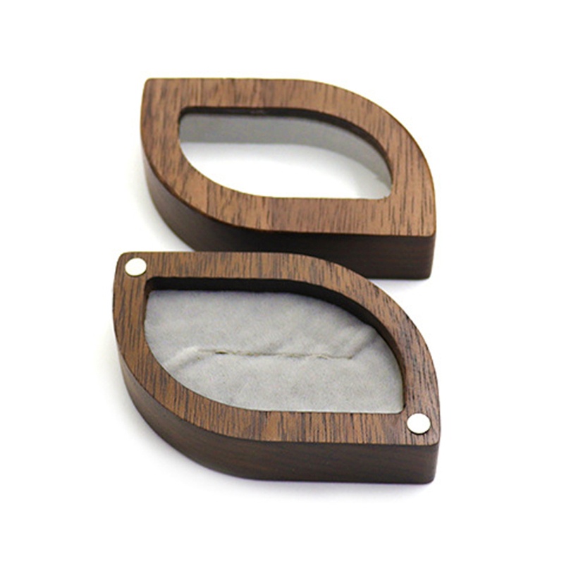 Hộp Đựng Nhẫn Cưới Bằng Gỗ Trơn Hình Chiếc Lá