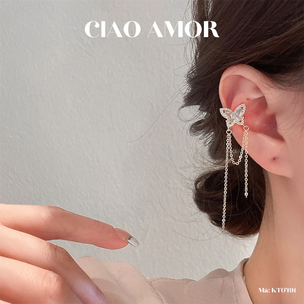 Khuyên tai, Bông tai nữ kẹo vành cánh lấp lánh dự tiệc Trang sức Ciao Amor - KT0491
