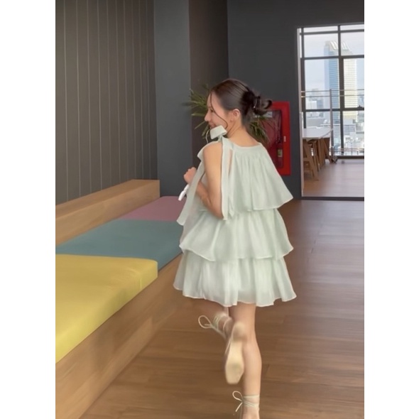 SET ÁO YẾM TẦNG XANH MINT + QUẦN SHORT