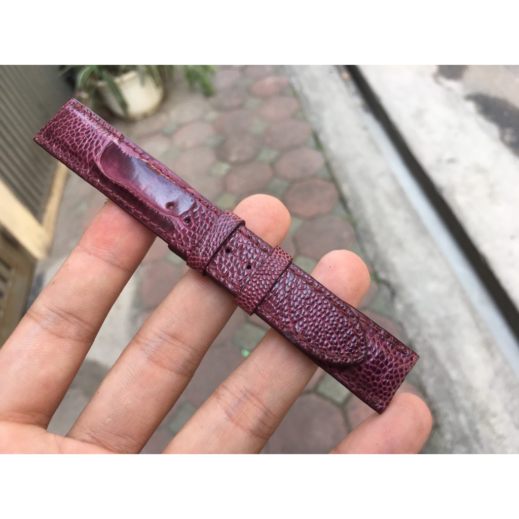 Dây đồng hồ da chân đà điểu màu Tím