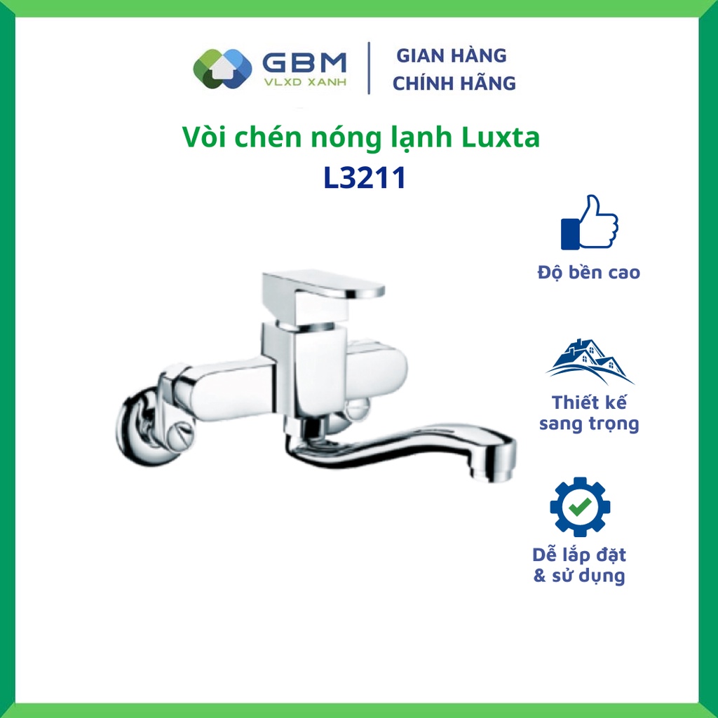 [Mã BMBAU300 giảm 10% đơn 499K] Vòi Chén Nóng Lạnh Âm Tường Luxta L3211-VLXD XANH