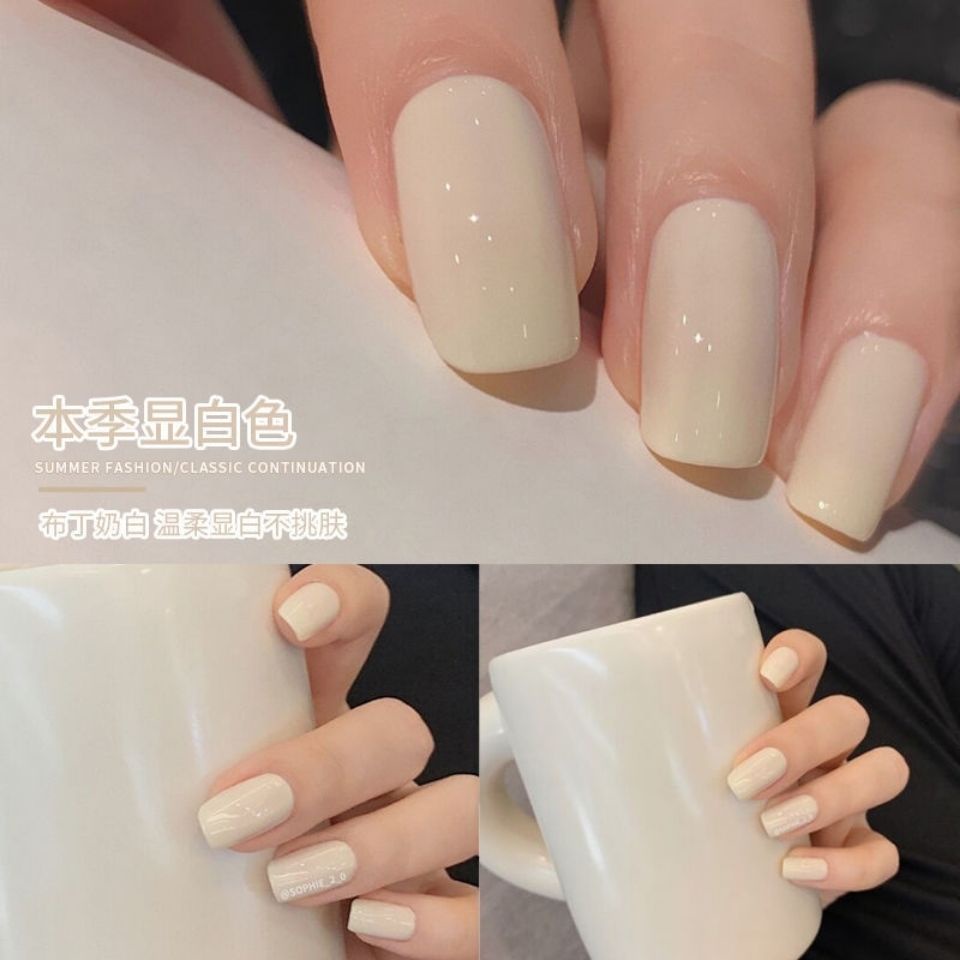 (美甲胶）Sơn Móng Tay Màu Trắng Sữa Pudding Phong Cách Mới Mùa Hè 2021