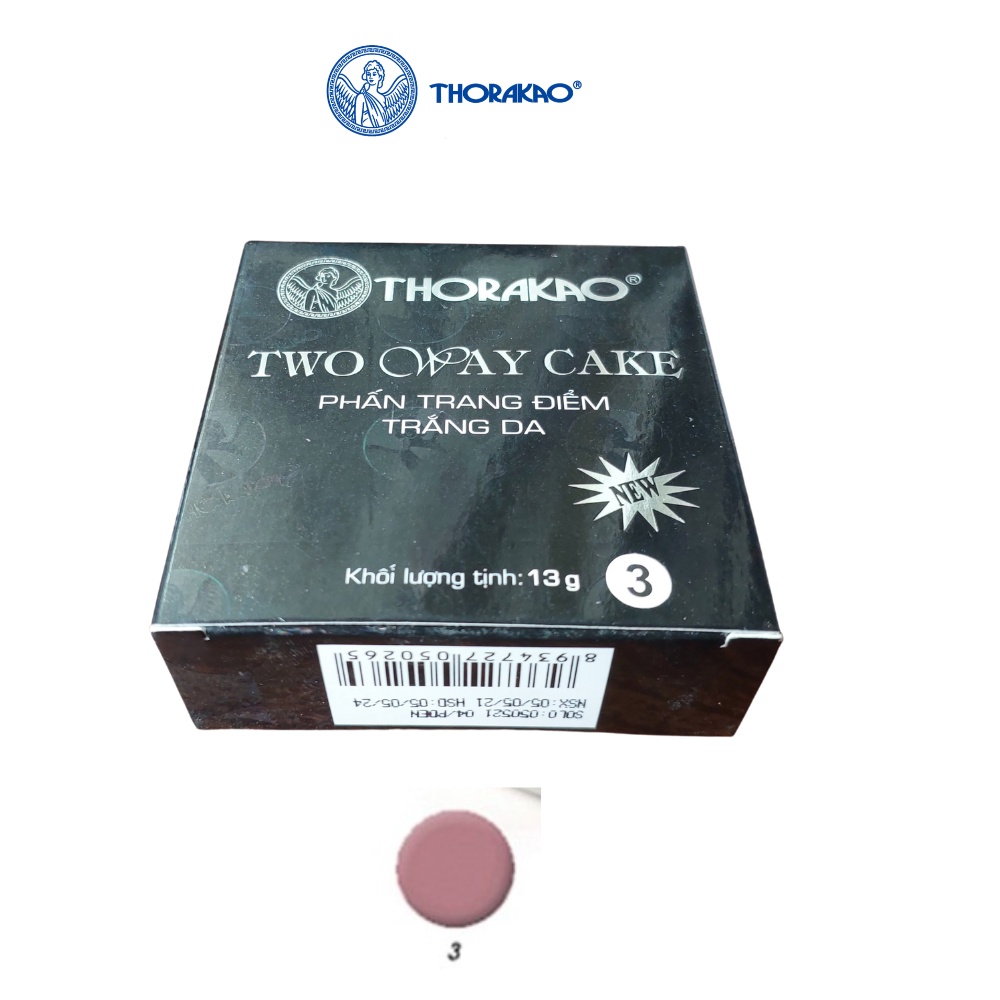 Phấn trang điểm trắng da Thorakao 13g, phấn phủ kiềm dầu dưỡng trắng da, có kim tuyến nhẹ