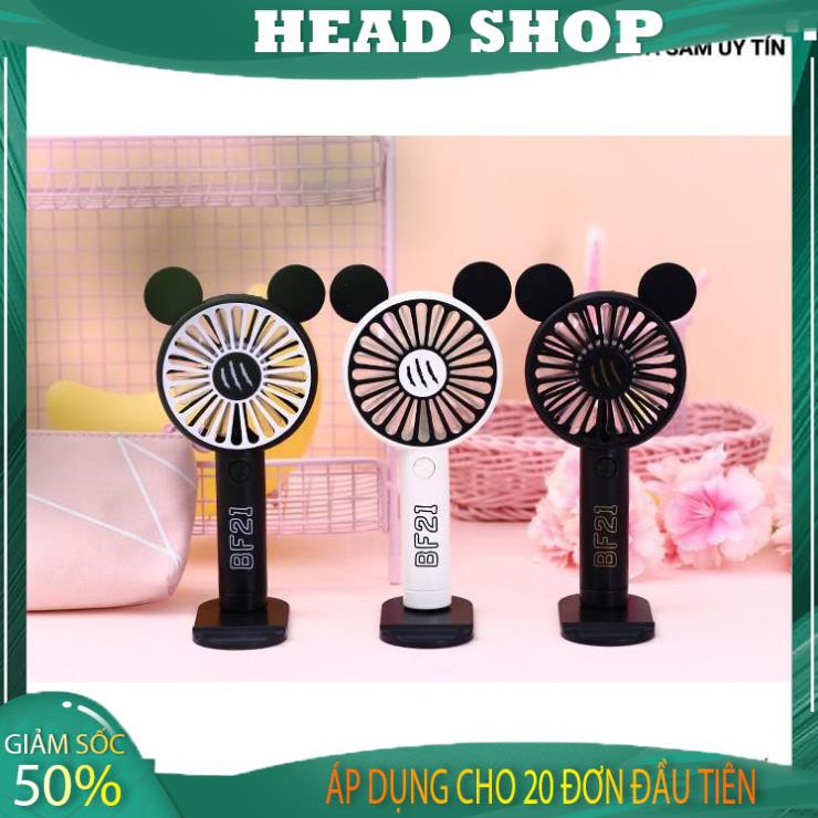 Quạt Mini Cầm Tay Pin Sạc 7 cánh Có Đế Để Bàn - Quạt mini cầm tay tích điện mẫu 3 HEAD SHOP