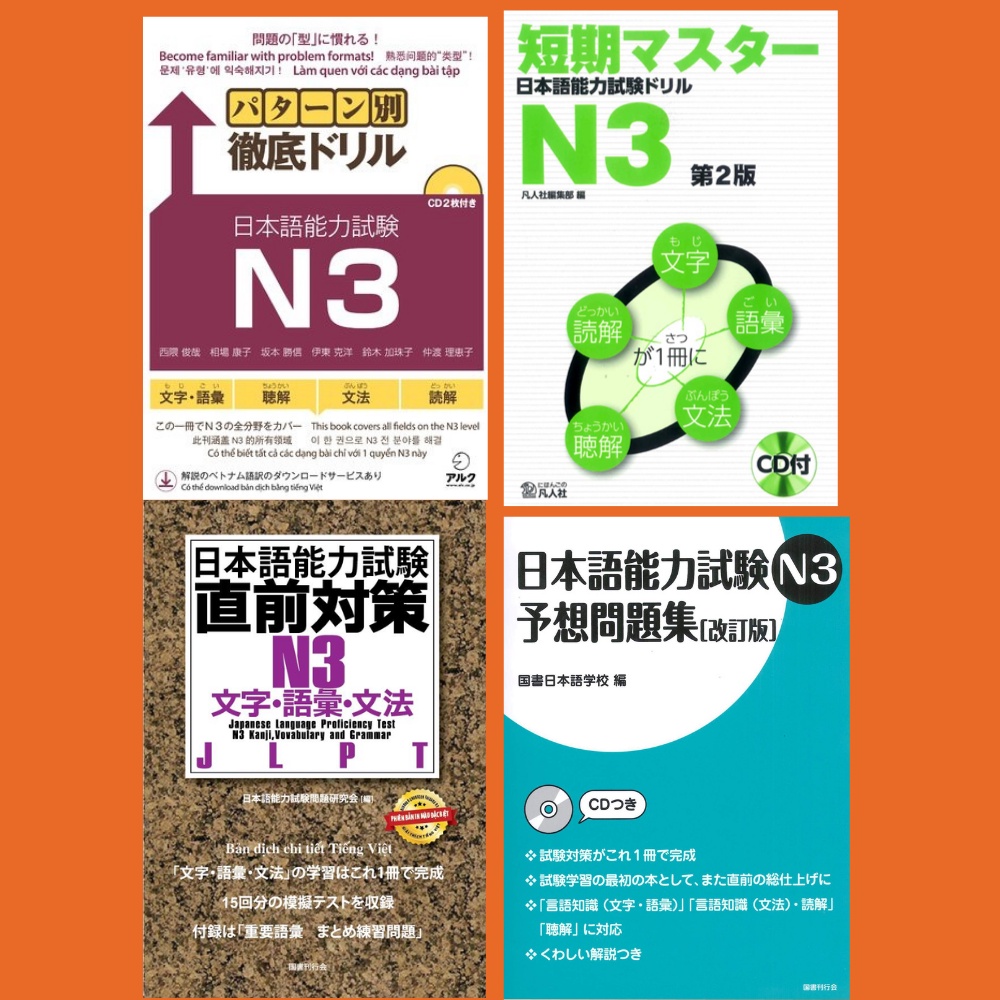 Sách tiếng Nhật - Combo Luyện thi N3 (Try N3, 500 câu hỏi N3, Tango N3, Bộ đề thi thử N3)