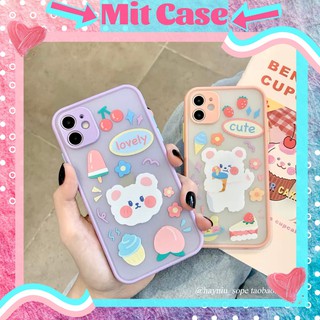 Ốp Lưng Iphone  Nhám Viền Màu Bảo Vệ Camera Chống Sốc iPhone Hình Gấu Trắng Xinh 6 6Plus 7Plus 8Plus X Xs Max 11 Promax