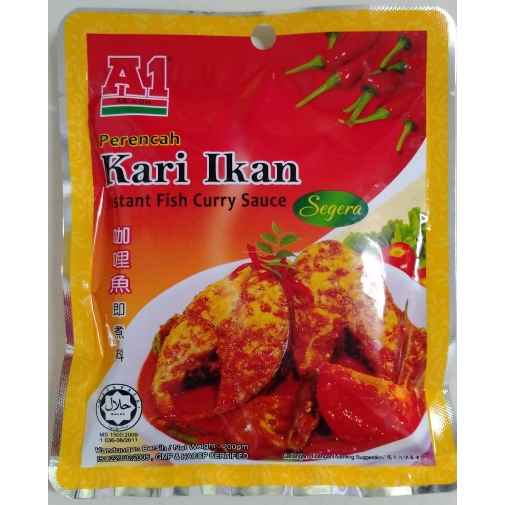 Nước Sốt Cà Ri Cá hiệu A1 Kari Ikan Instant Fish Curry Sauce - Nhập khẩu Malaysia Gói 100g