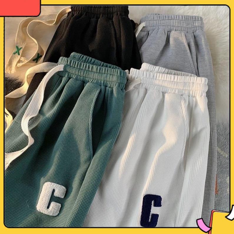 Quần Ống Rộng Suông Chất Tổ Ong Chữ C - Quần Unisex Dày Dặn Phong Cách Ulzzang