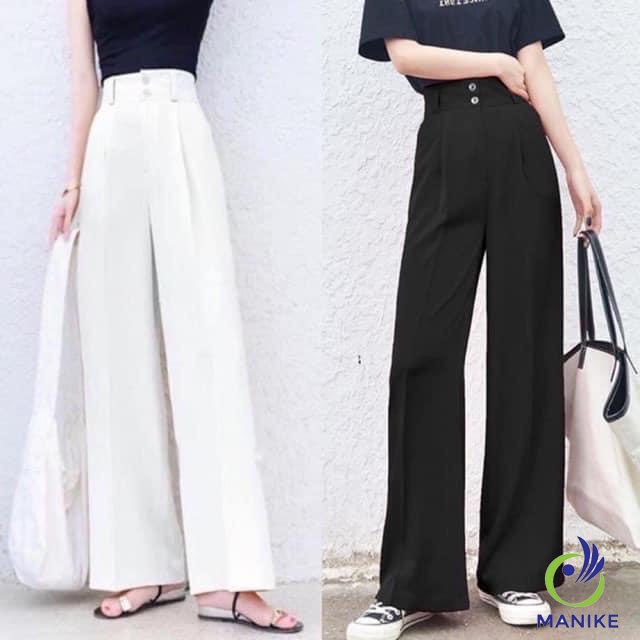 Quần Ống Rộng Lưng Cao, Quần Ống Rộng Culottes Suông Dài Phong Cách Hàn Quốc