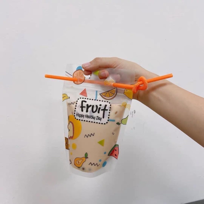 50 túi zip đựng trà sữa, trà chanh, nước ép dung tích 500ml