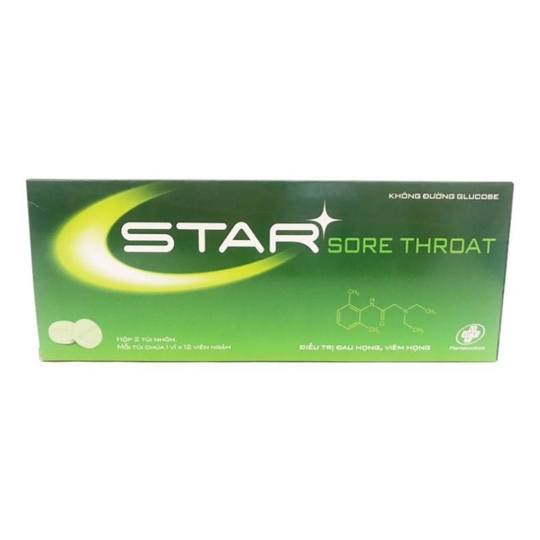 Viên, kẹo ngậm STAR SORE THROAT - xanh lá