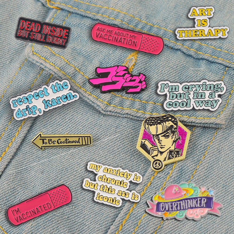 Huy hiệu cài áo bằng kim loại tráng men họa tiết câu từ tiếng Anh cá tính thích hợp làm quà cho bé trai