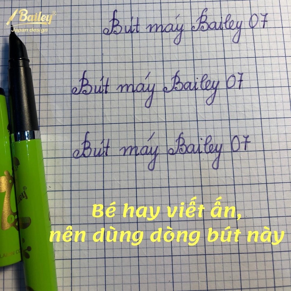 Bút Máy Luyện Chữ Cho Bé Tập Viết Lớp 1 2 - Nhẹ - Bền - Dễ Viết Và Trơn Không Mỏi Tay - Viết Mực Chính Hãng Bailey 07