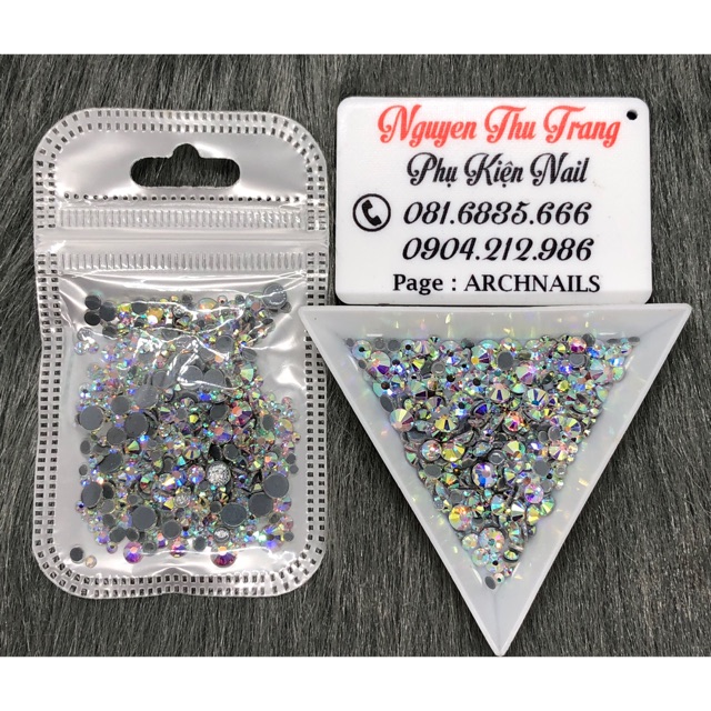 Đá chân keo mix size túi 400 viên  có 15 màu như hình