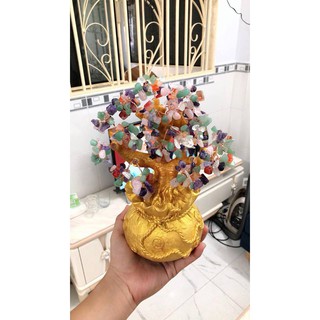 Cây Tài Lộc Đá Ngũ Sắc Thạch Anh 26cm