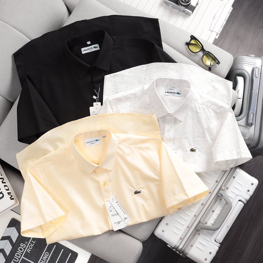 Áo sơ mi nam ngắn tay LC màu vàng nhạt oxford cao cấp, thoáng mát, hút mồ hôi - Đẳng cấp phái mạnh