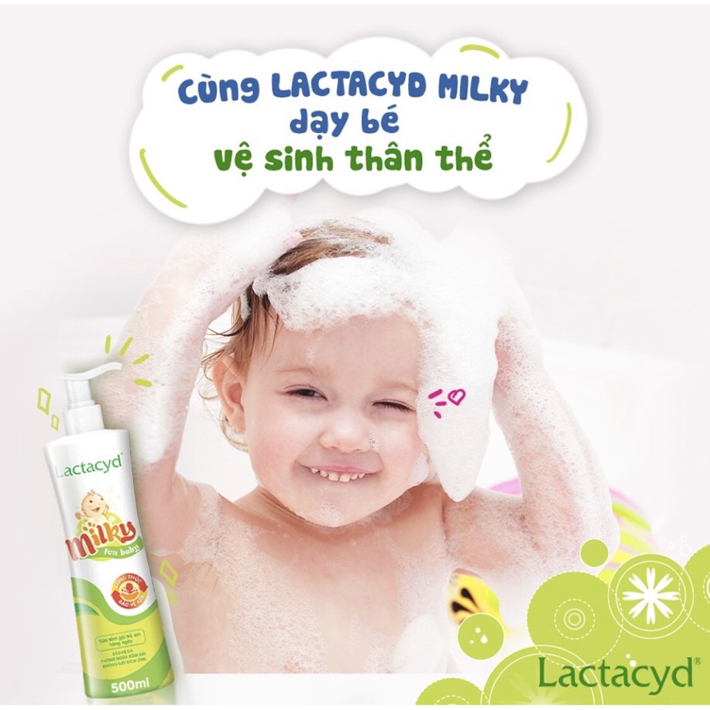 [Hàng Chính Hãng]-Bộ 2 chai Sữa Tắm Gội Trẻ Em Lactacyd Milky Bảo Vệ, Nuôi Dưỡng Da và Tóc Bé 500ml/chai