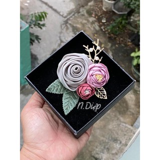 hoa hồng lụa cài áo nhiều màu cao cấp