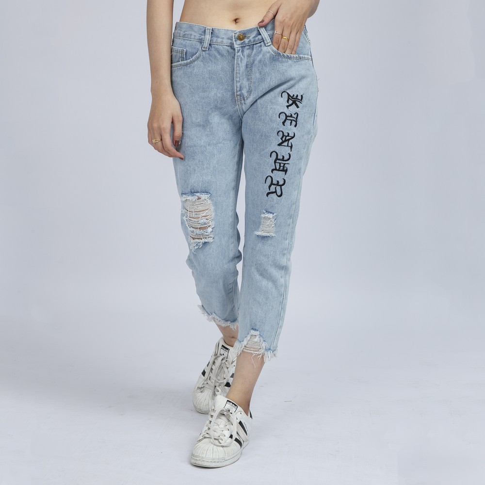 Quần Jean Nữ begy Chữ Thái Chân Tua Co Giãn Thời Trang Cao Cấp QR02. xynhshop999 | BigBuy360 - bigbuy360.vn