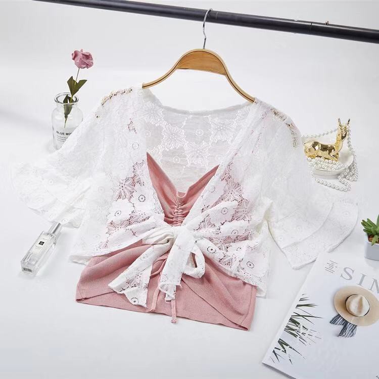 Áo Khoác Ren Mỏng Thêu Hoa Tay Ống Loe | BigBuy360 - bigbuy360.vn